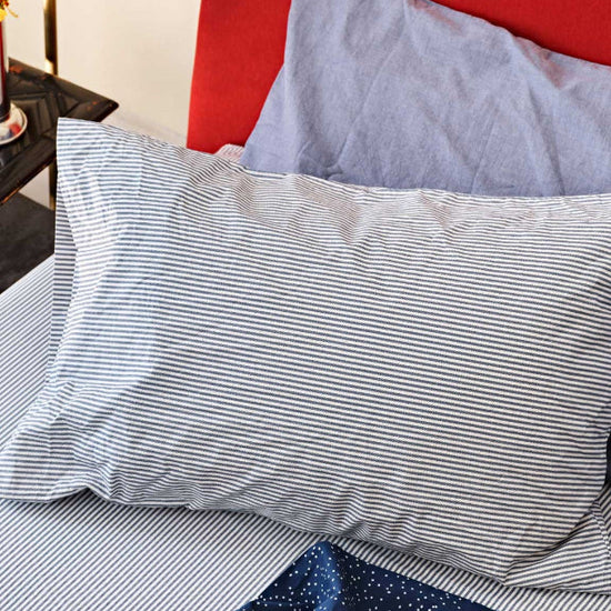 OXFORD STRIPE - Phlox Linens. 100% Organic percale cotton bed sheets. 