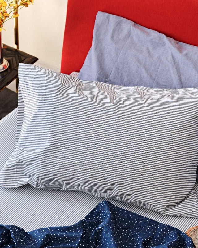 OXFORD STRIPE - Phlox Linens. 100% Organic percale cotton bed sheets. 